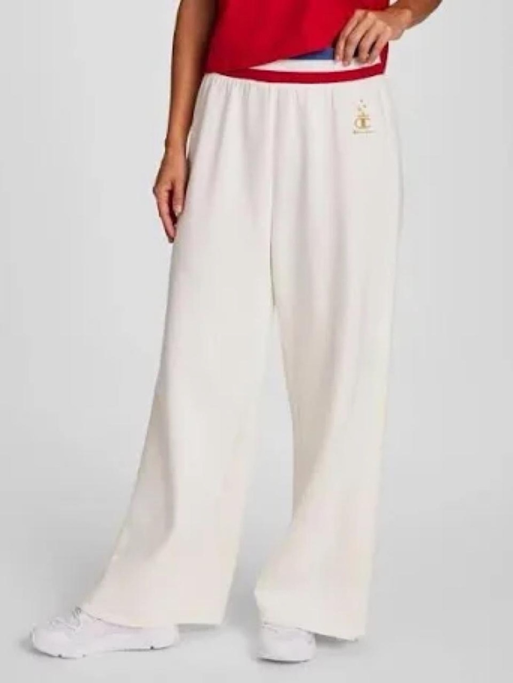 Champion Cream Wide-Leg Lounge Pants with Subtle Logo